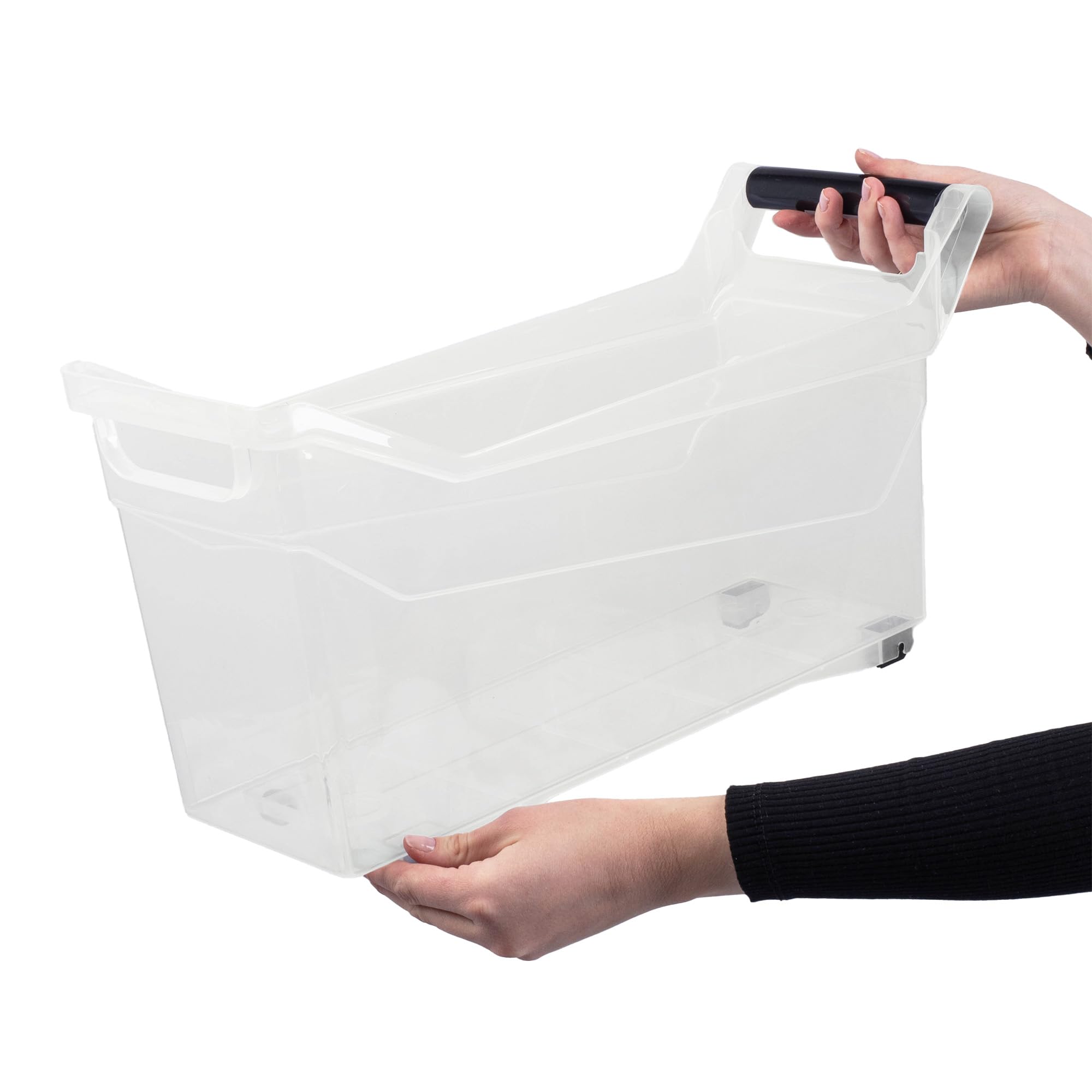 KADAX Scatola Portaoggetti Con Ruote, Contenitore in Plastica Con Maniglie, Trasparente (17 L)