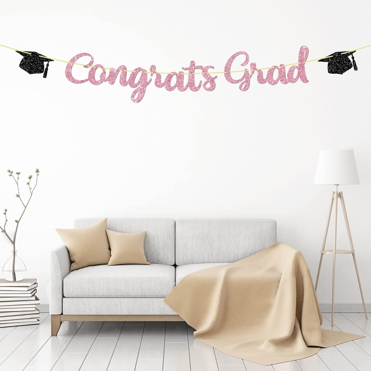 Congrats Grad Banner, You Did It, Class of 2026 Happy Graduation Graduate Party Decorations Pink Glitter - Image 4