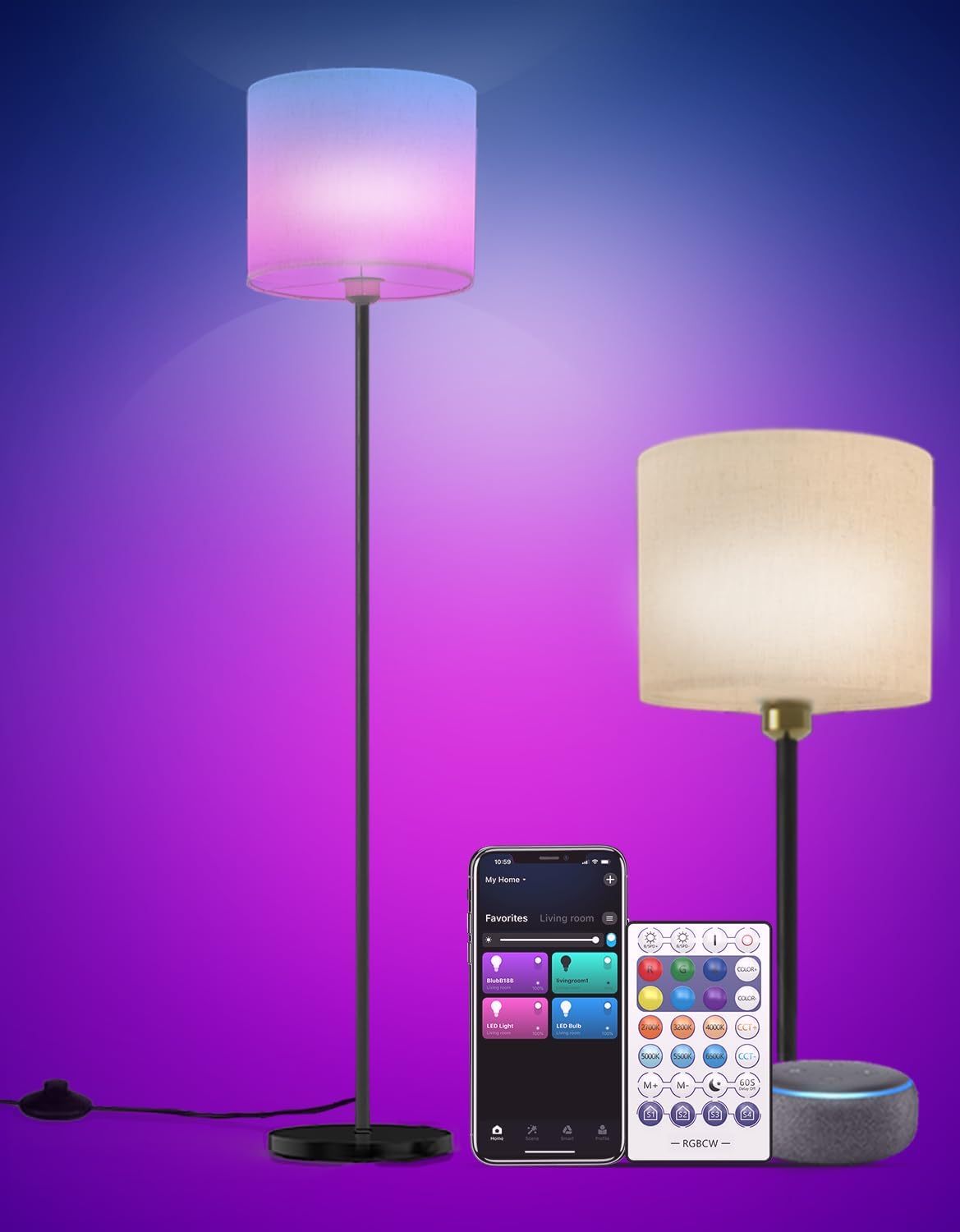 Floor lamp for living Room Compatible with Alexa