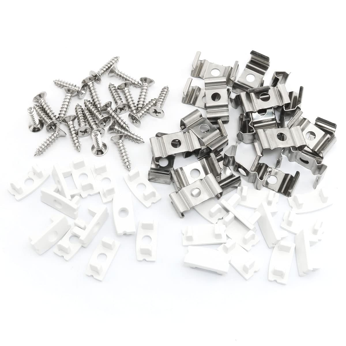 24PCS Led Channel Metal Mounting Clips Led Channel End Caps for LED Strip Lights Installation U-Shape LED Cover Diffuser Track with Complete Mounting Accessories for Easy Installation — Amazon image 4
