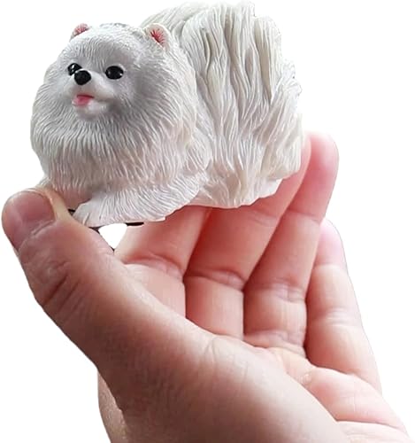 Figura pequeña de resina de Pomerania de 2.95 pulgadas, regalos conmemorativos realistas de Pomerania, figuras de perro, decoración de automóvil,