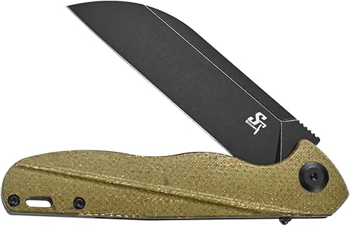 Miniatura 5 de Sitivien ST103 - Cuchillo plegable, hoja de acero D2, mango Micarta EDC para exteriores, campamento, caza, supervivencia (verde)