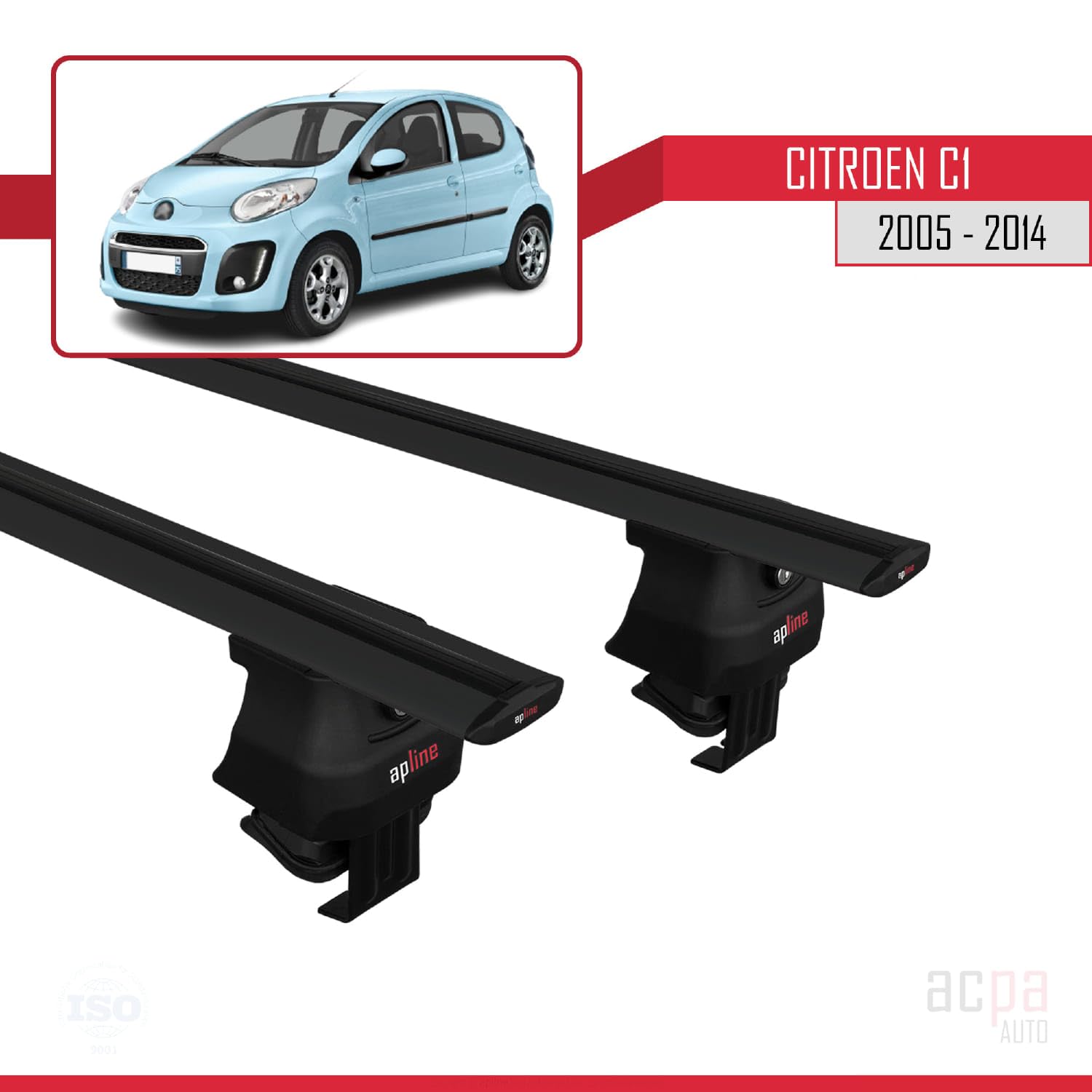Compatible with Citroen C1 2005-2014 Roof Rack ACE-4 Roof Rack Pack Rack Black