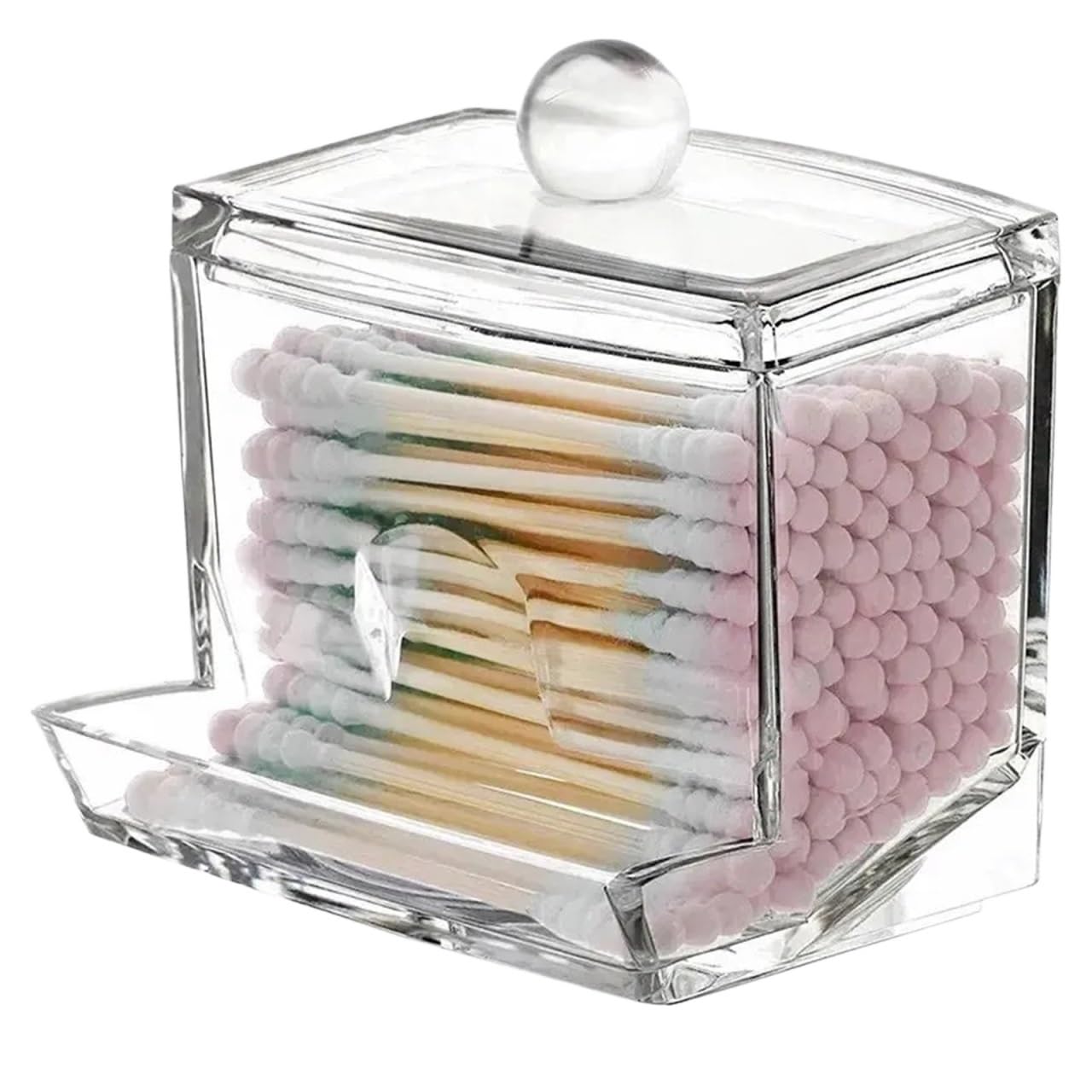 QuxetlRyz Cotton Swab Ball Storage Box With Lid Large Capacity Bathroom Transparent Container Jar Dispenser Cotton Buds Holder