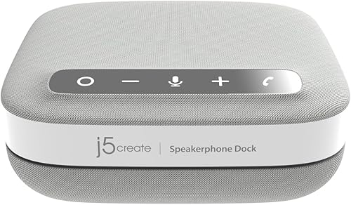 j5create Base de altavoz USB-C 4K, base de audio todo en uno para videoconferencia, HDMI 4K, USB-A x 2, USB-C, Gigabit Ethernet, carga de paso -