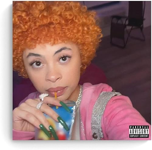 WOODBU Póster de Ice Spice in Ha Mood, portada de álbum, lienzo, arte de pared, póster de sala de estar, dormitorio, pintura de 12 x 12 pulgadas