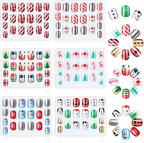 120 Pieces Kids Press on Nails Children Fake Nails Artificial Nail Tips Girls Full Cover Short False Fingernails for Girls Kids Nail Decoration (Lovely Pattern)