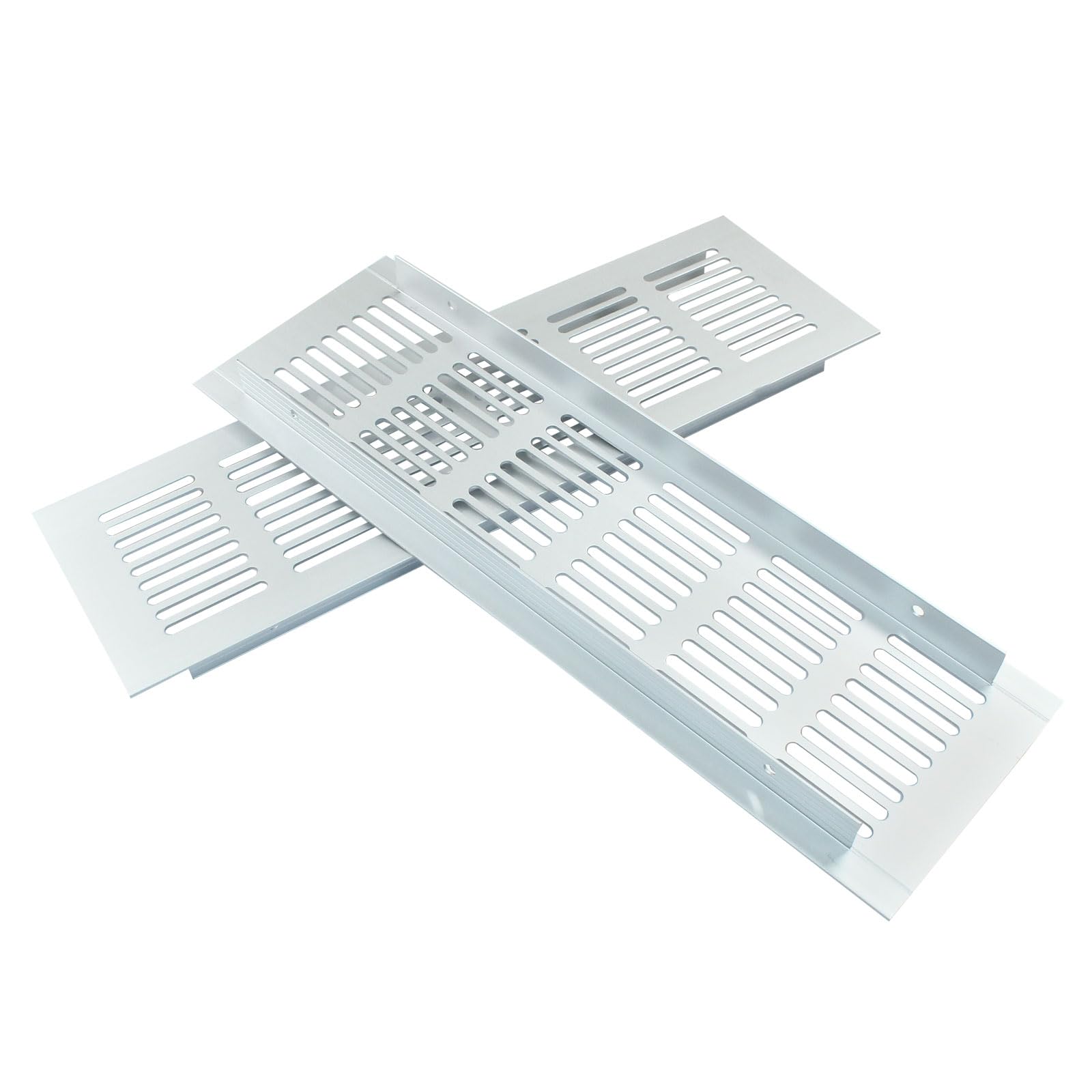 Hordion 2 Pack Louvered Ventilation Grille, 9.8 x 3.1 Inch Rectangle Air Vent Cover Aluminum Grille with Mounting Screws for Cabinets Wardrobes Kitchens Bathrooms, Silver