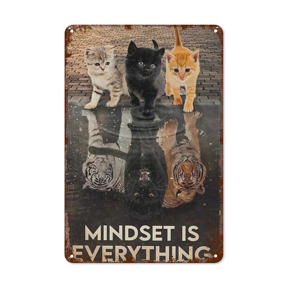 Retro Tin Signs Vintage Signs Cat Poster Mindset is Everything Cats Poster, Cat Tiger Poster, Cat Poster Print, Cute Cat Poster, Cat Lover Gift, Cat Wall Art20 x 30 cm