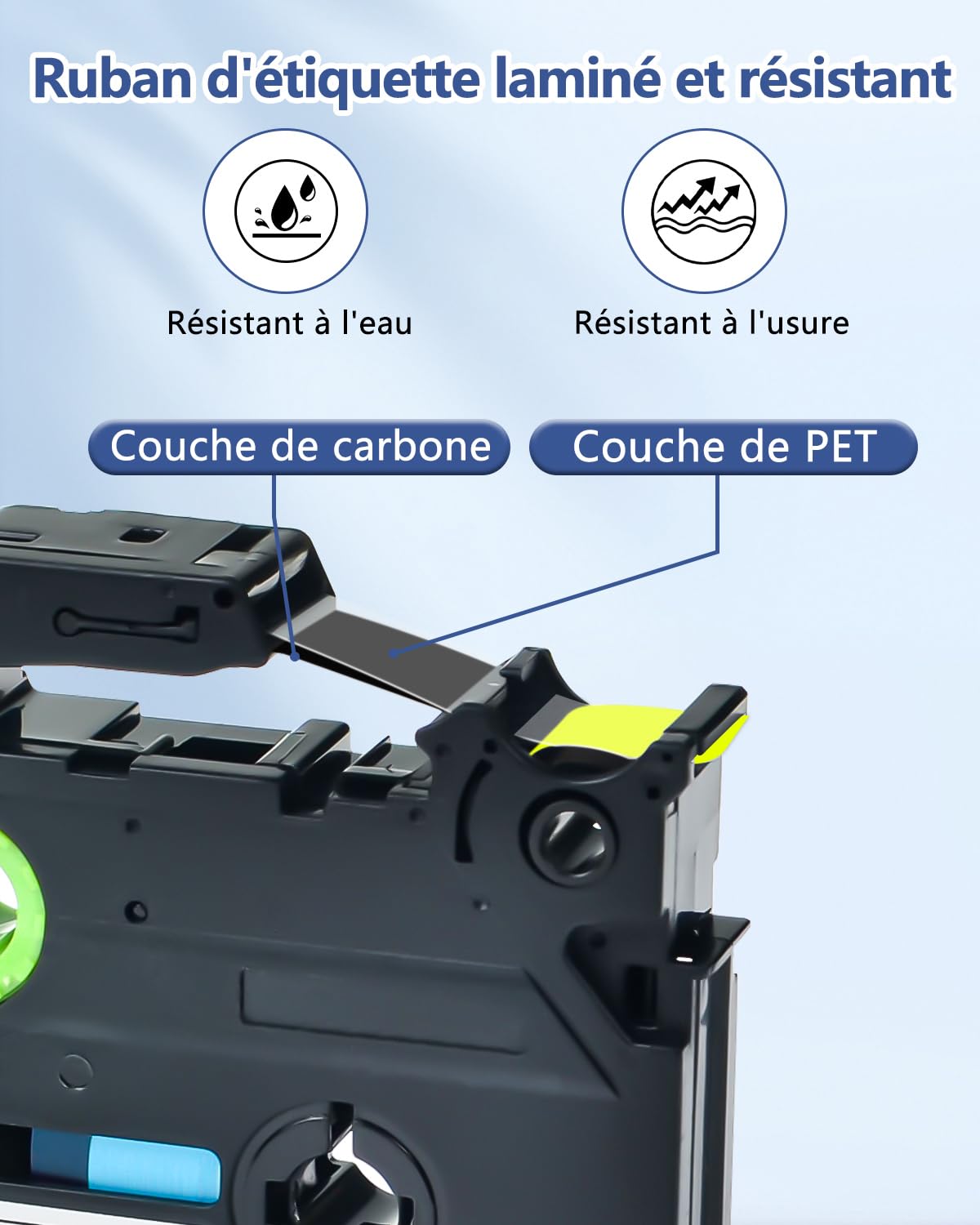 Lot de 200 rubans compatibles pour P-Touch TZe-B11 Noir sur Orange 6 mm