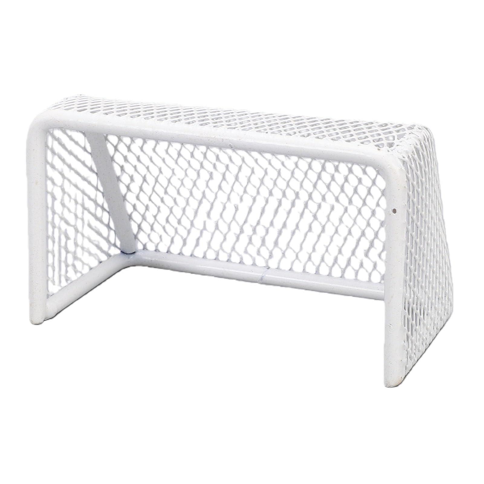 PUSOKEI Miniature Soccer Goal Unique Portable Design Sports Equipment for Dollhouse Decoration 11x6x6.5cm White (White)