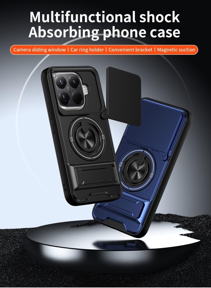 Generic Funda compatible con Xiaomi Poco F6 5G (color: azul), parte trasera dura, de silicona dura, a prueba de golpes, cubierta de lente deslizante