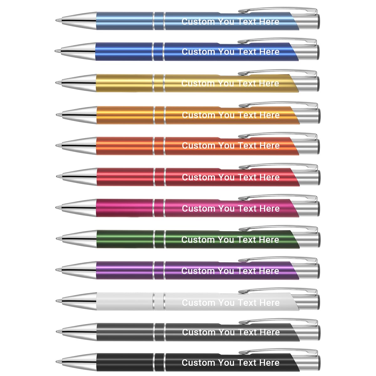 Zoonnis 36 Pcs Personalised Retractable Ballpoint Pens for Business Personalized Engraved Pen In Bulk for Women Men with Name Text Customised Pen Writing Custom Pen With Black Ink for School