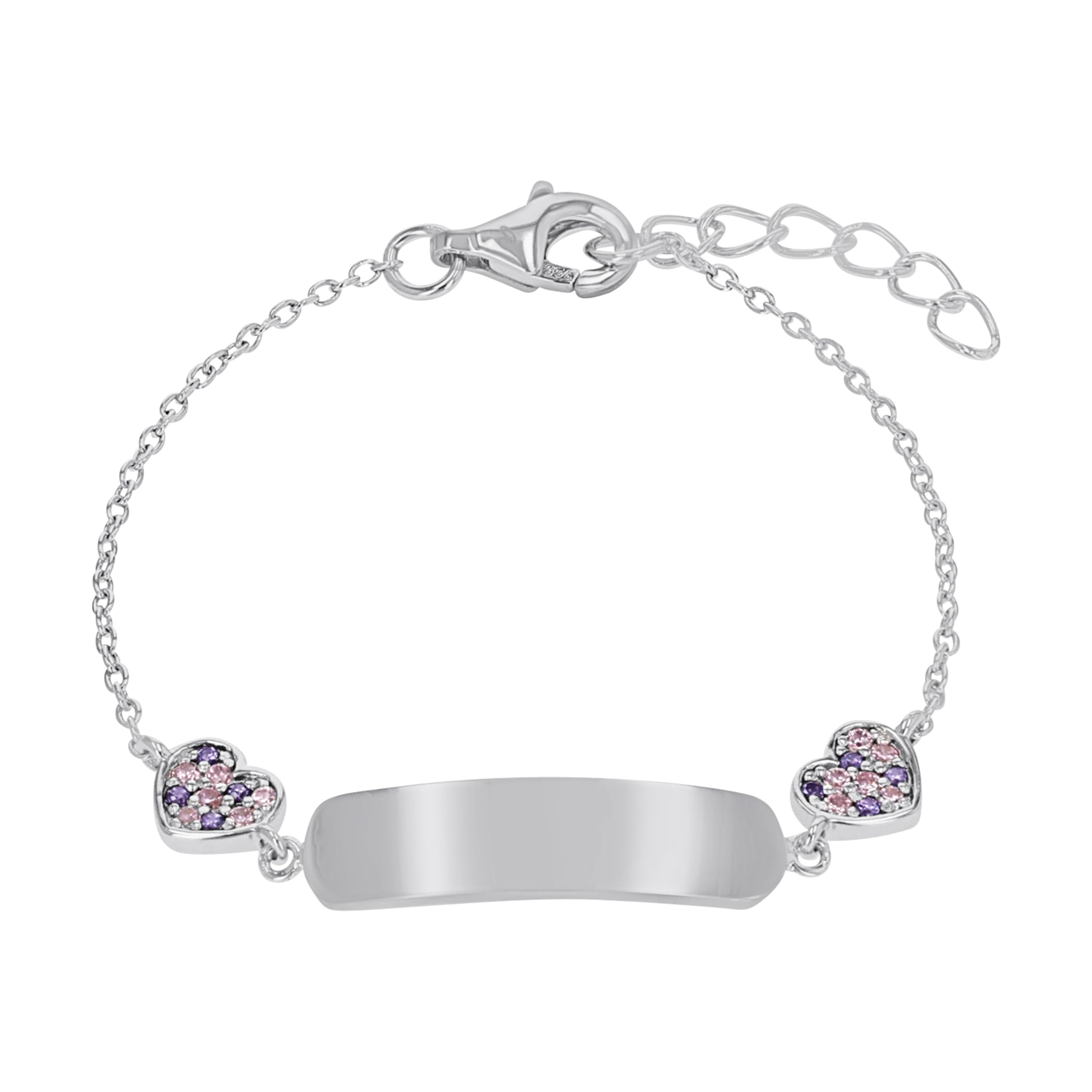 Princess Lillifee Identity bracelet Arm jewelry, with Zirconia synth., 12+2 cm, Purple, Heart, Comes in jewelry gift box, 2027208