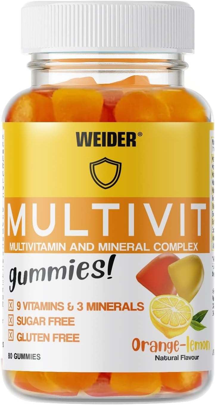 Weider Multivit Gummies, Multivitamine Gummies, Heerlijke Fruit Gummies, Vitaminen en Mineralen Hoge Dosis, Suikervrij, 40 Porties, 200 g