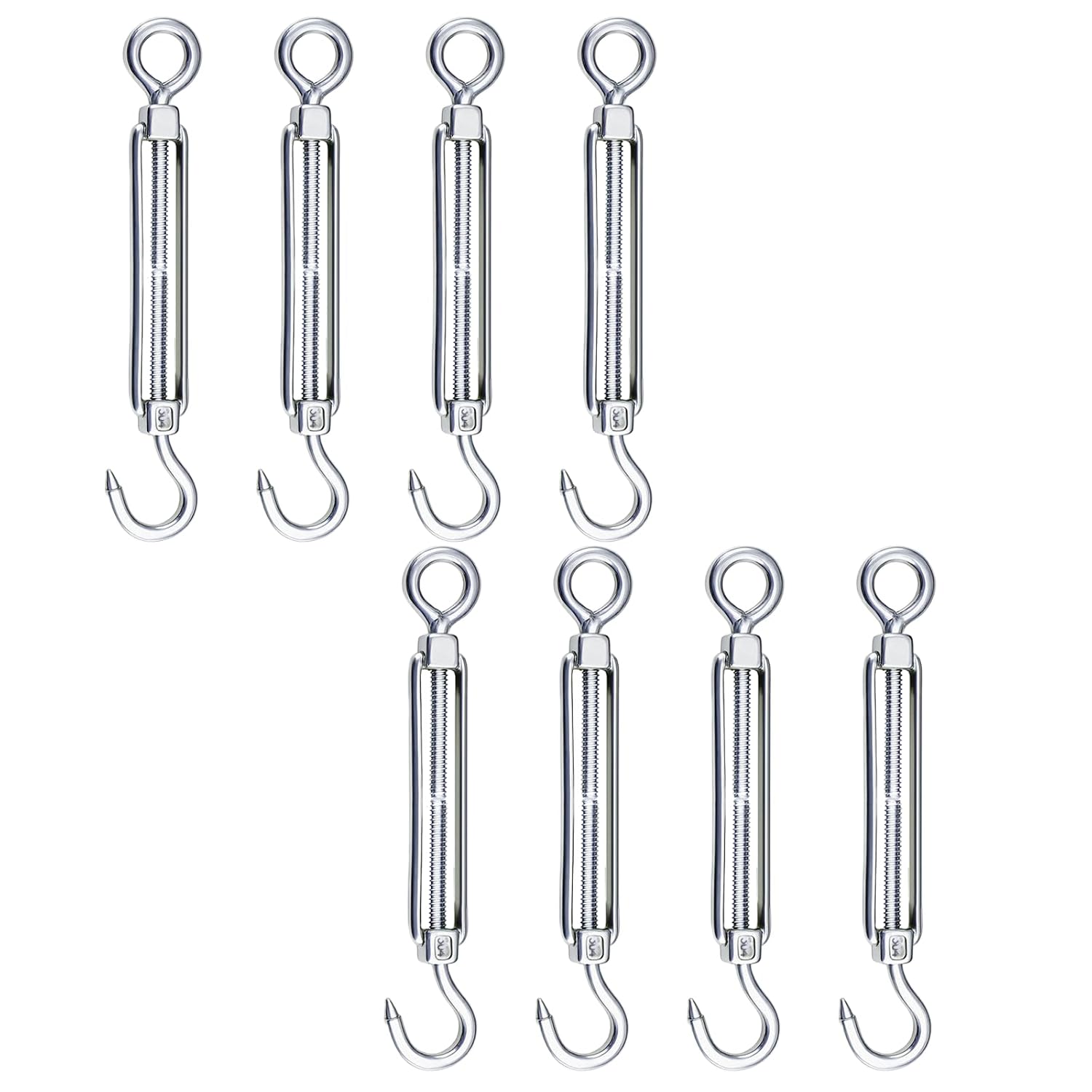 Tensores de acero inoxidable tipo gancho y ojal M5, 8 piezas miniatura 1