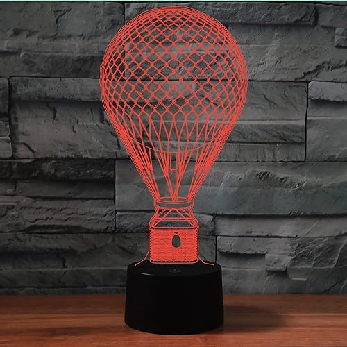 Miniatura 6 de SUPERRUIDALONG Globo de aire caliente 3D, control remoto, 16 colores, luces nocturnas de ilusión LED, lámpara de noche de mesa LED de acrílico para