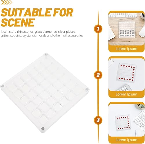 Miniatura 3 de EXCEART Caja de 36 rejillas transparentes para uñas, caja de joyería de plástico, organizador de compartimentos, contenedor de almacenamiento para