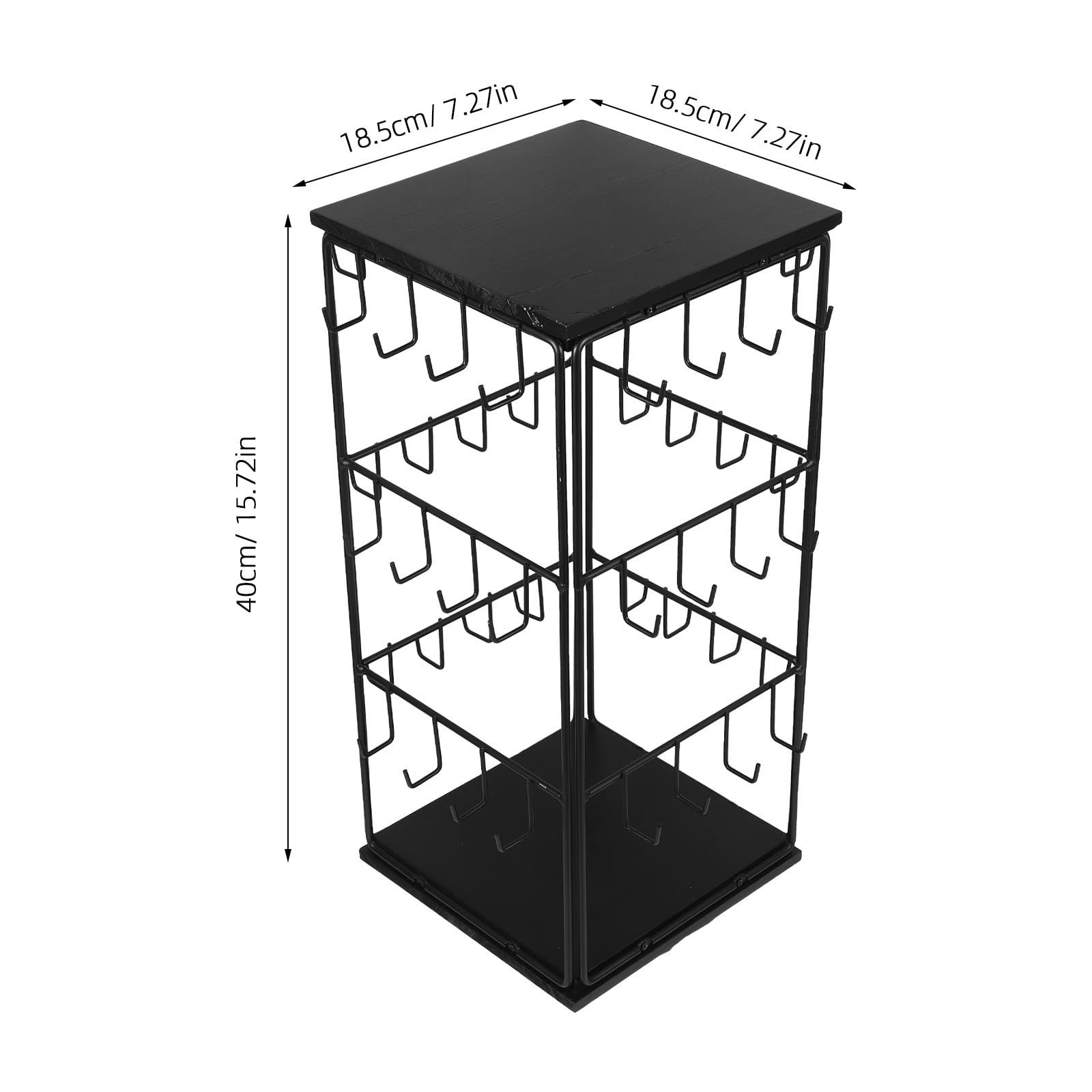 Homoyoyo Soporte para Pendientes de Madera Negro Giratorio 360° Base Compacta, Expositor Organizador para Anillos y Accesorios, Adecuado para Tocador y Venta Minorista