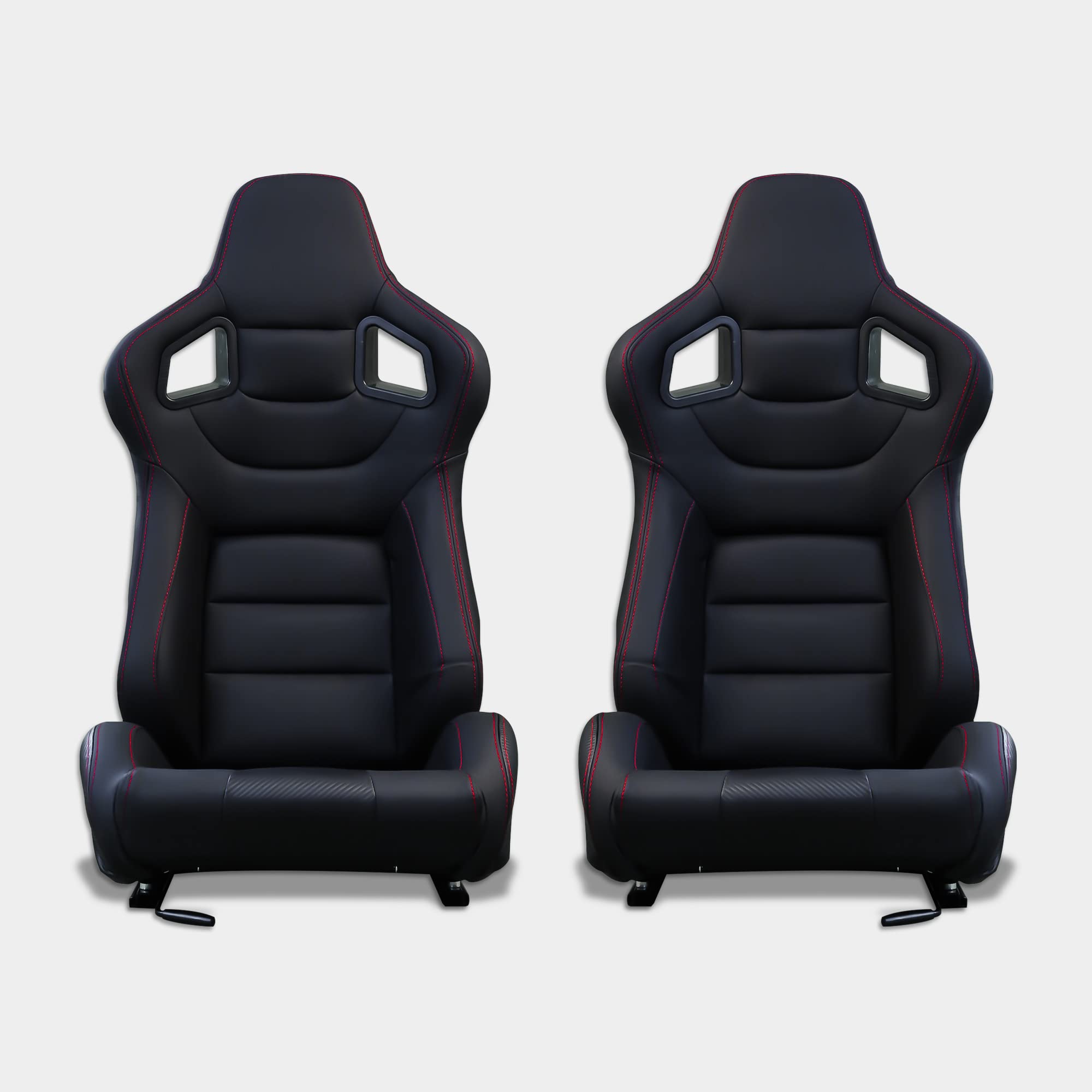 MODAUTO Seggiolino Auto Sportivo, Semibaquet Sportivo Regolabile, Pelle e Carbonio, con Binari Inclusi, Conducente e Passeggero, Universale per Auto e Simulatore di Guida, Modello N705L-IT, Nero
