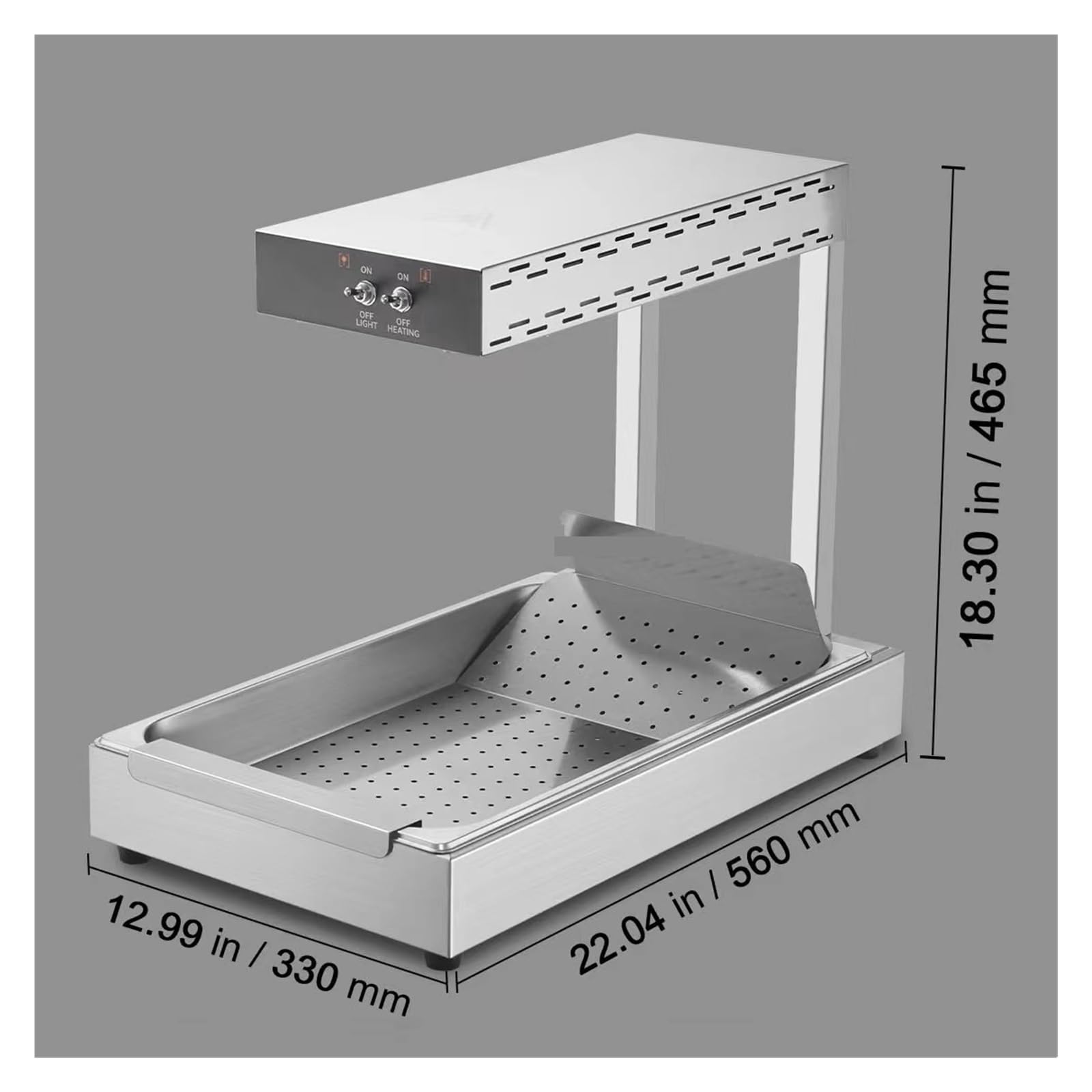 Réchauffeur Électrique D'affichage De Frites 750W, Lampe Chauffante Commerciale For Aliments, For Buffet, Cuisine, Restaurant, Chauffe-puces Assure Une Chaleur Constante