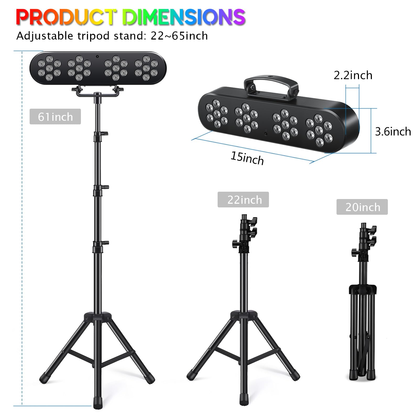 Telbum Luces de DJ con soporte, 4 pares de luces activadas por sonido, paquetes de lavado LED para cabina móvil, iluminación de escenario, concierto, bar, fiesta, boda, iglesia