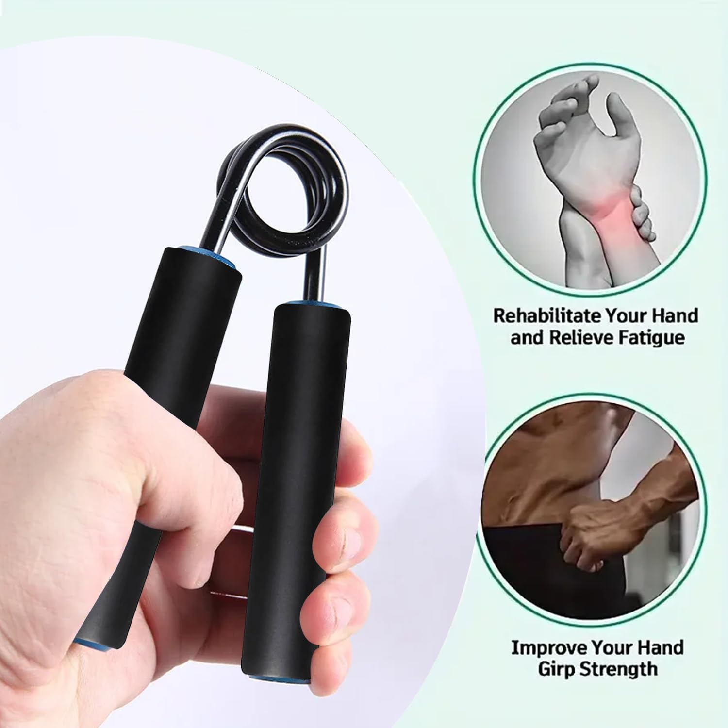 Hand Grip Strengthener with Foam Pad & Carry Bag, Aluminum Hand Exerciser 100LBS, Heavy Duty Grip Strength Trainer, Hand Gripper, Forearm Workout Training Equipment for Injury Recovery