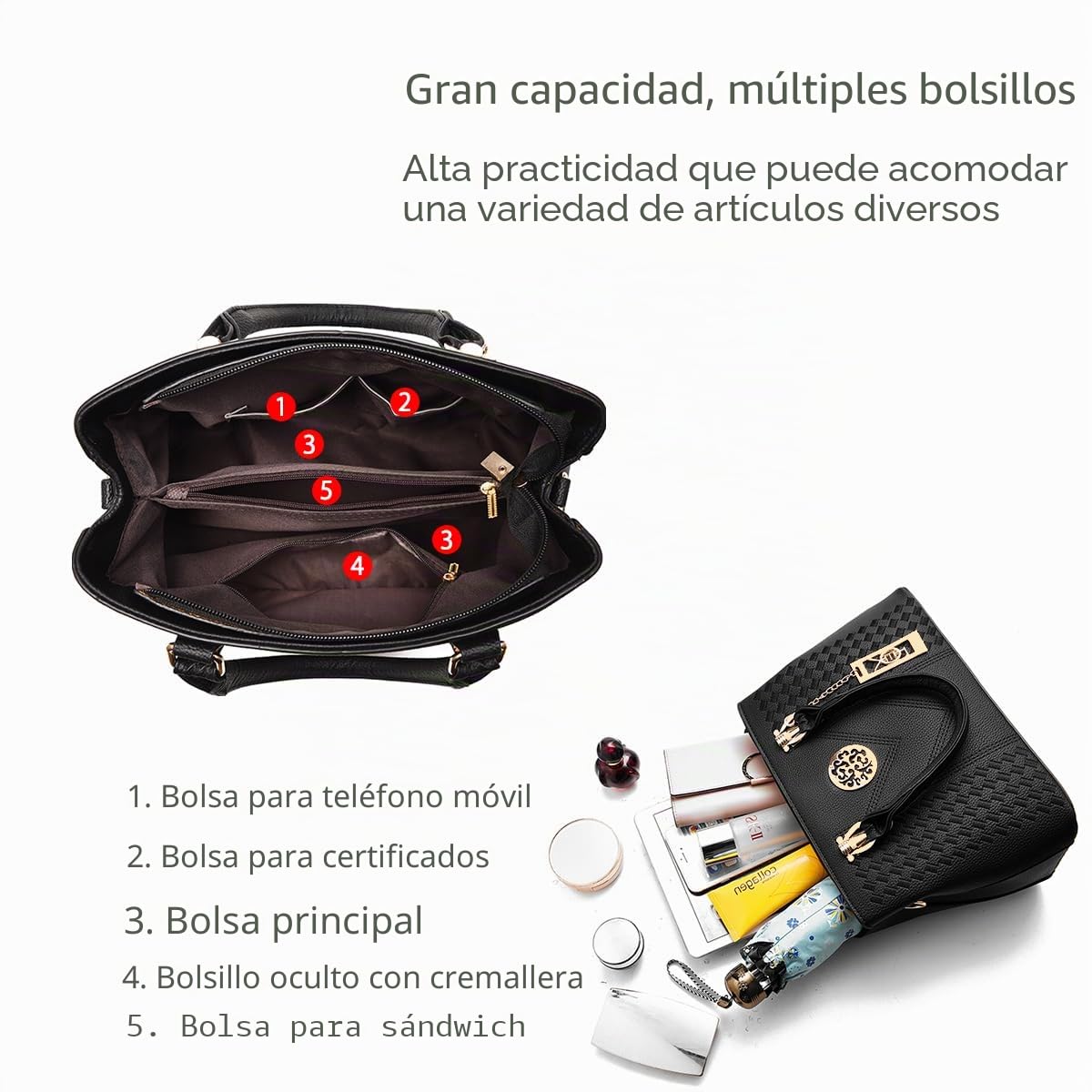 NICOLE & DORIS Bolsa de Mano para Mujeres Bolsos de Hombro Bolsos Bandolera Tote clásicos