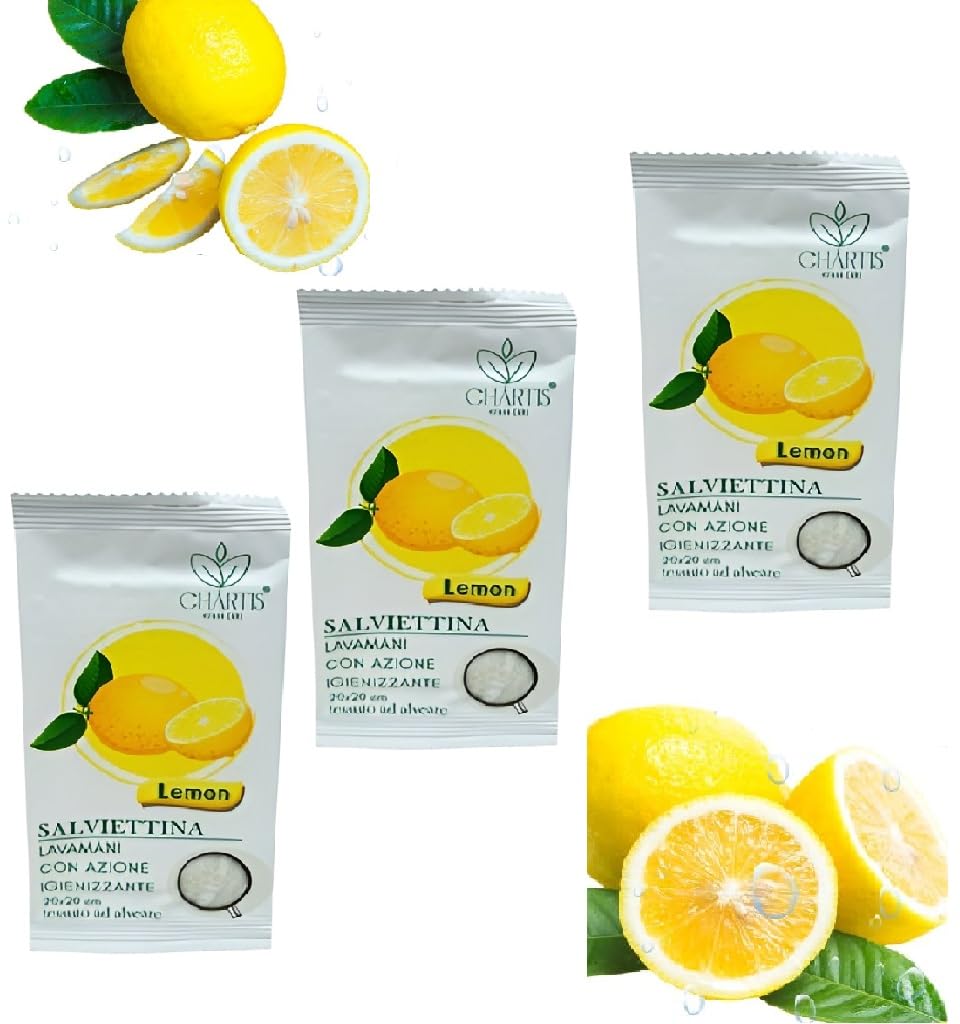 500 Salviettine in bustina singola Monodose Igieniche Monouso al Limone grandi cm20x20 per le Mani Salviette ideali per ristoranti, laboratori e uso professionale