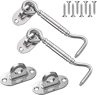 FURLOU Hook and Eye Latch Gate Bolt Gate Hook Lock,4pcs Privacy Hook Cabin Hook Eye Latch Hook Eye Door Latch and Eye Latch Latch Latch