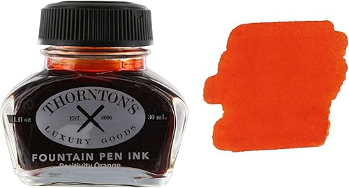 Miniatura 1 de Thorntons Luxury Goods Botella de tinta de alta calidad para pluma estilográfica de 10fl oz naranja positivo escritura suave y sin esfuerzo adecuada