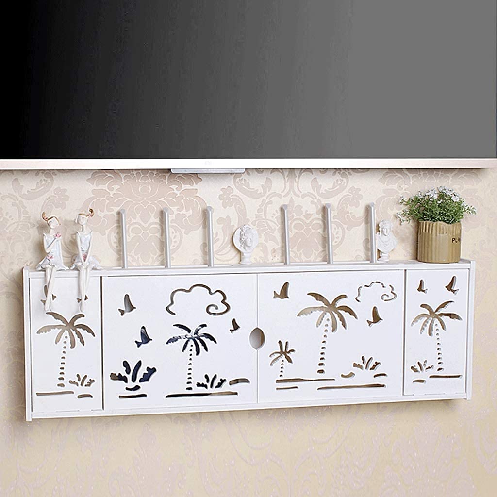 ❀❀❀Wifi-Router-Regal,Desktop-Deko-Box, Aufbewahrungsbox for WLAN-Router – Regal, weiß, for Aufhängen an der Wand, frei stanzbar, WLAN-Rack, Wohnzimmer, Okklusionsbox, Set-Top-Box, einfach und modern