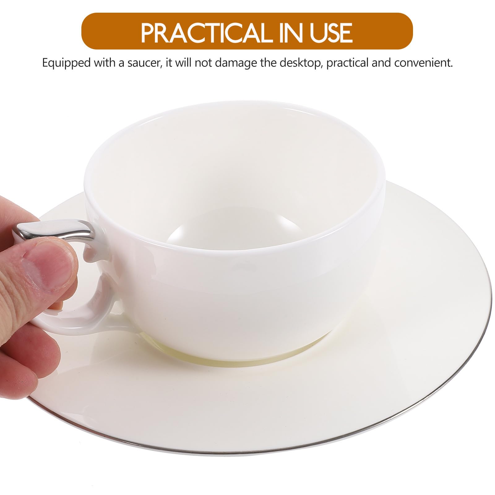 jojofuny Porzellan Kaffee Satz mit Untertasse Keramik 150 Ml Kaffeetasse in Silber für Zuhause und Restaurantgebrauch