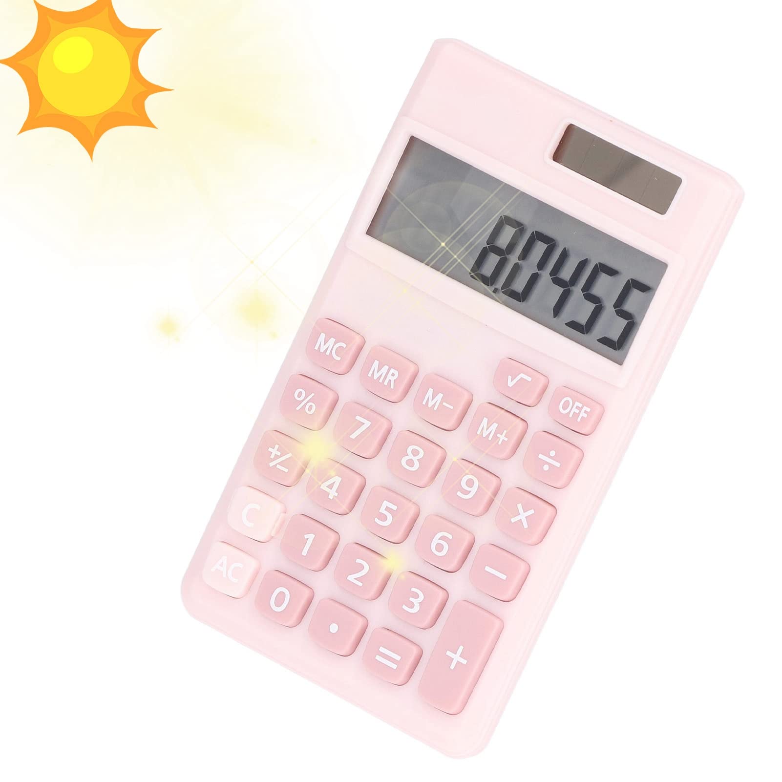 Yosoo Pocket Calculators, 8 Digit Office Calculators with LCD Display Candy Colored Design for Business Office Family Using(Pink)