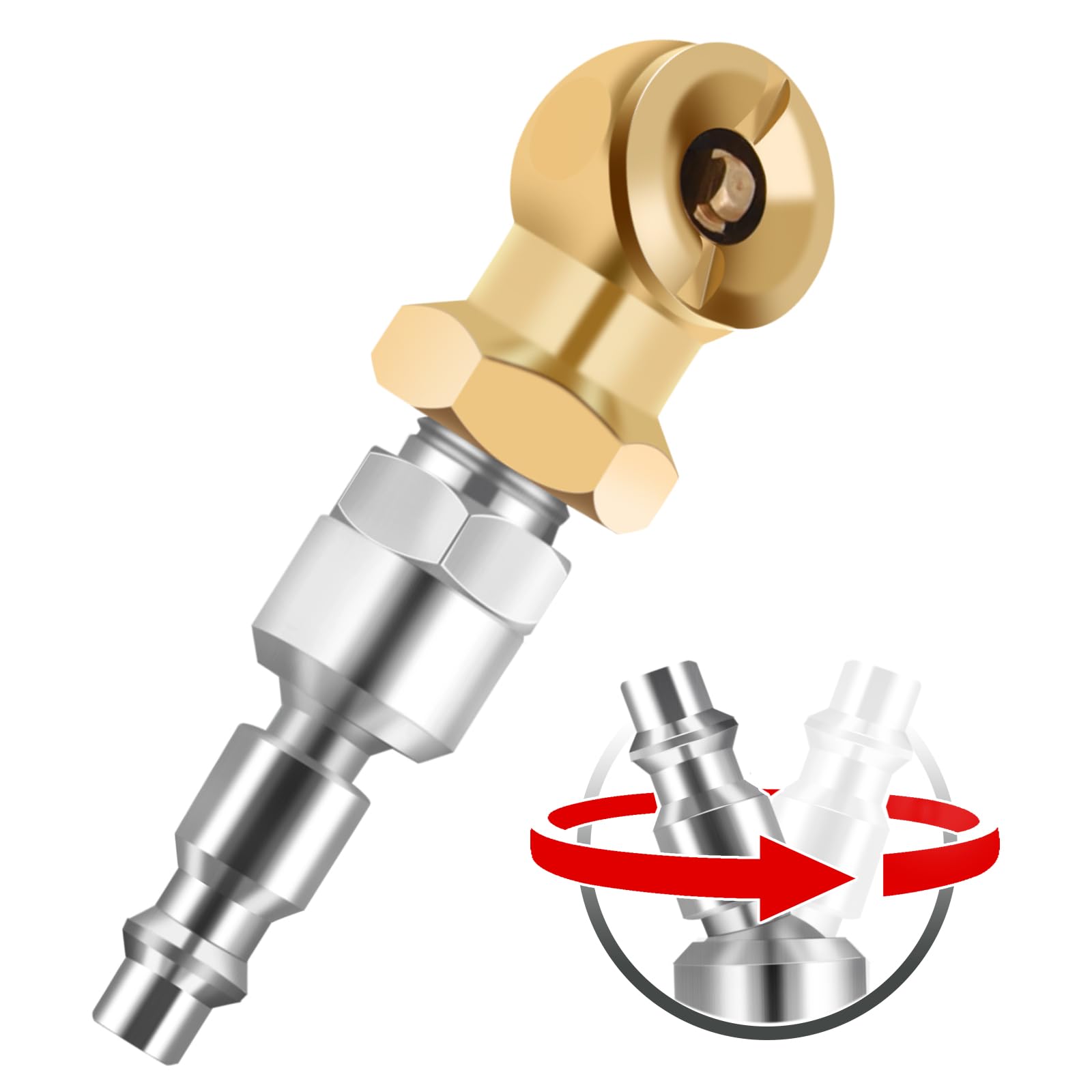Closed Air Chuck, 1/4" FNPT Ball Tire Chuck with 360 Degree Swivel Quick Connect, Tire Inflator Nozzle for Tire Inflator Gauge, Air Compressor Attachments