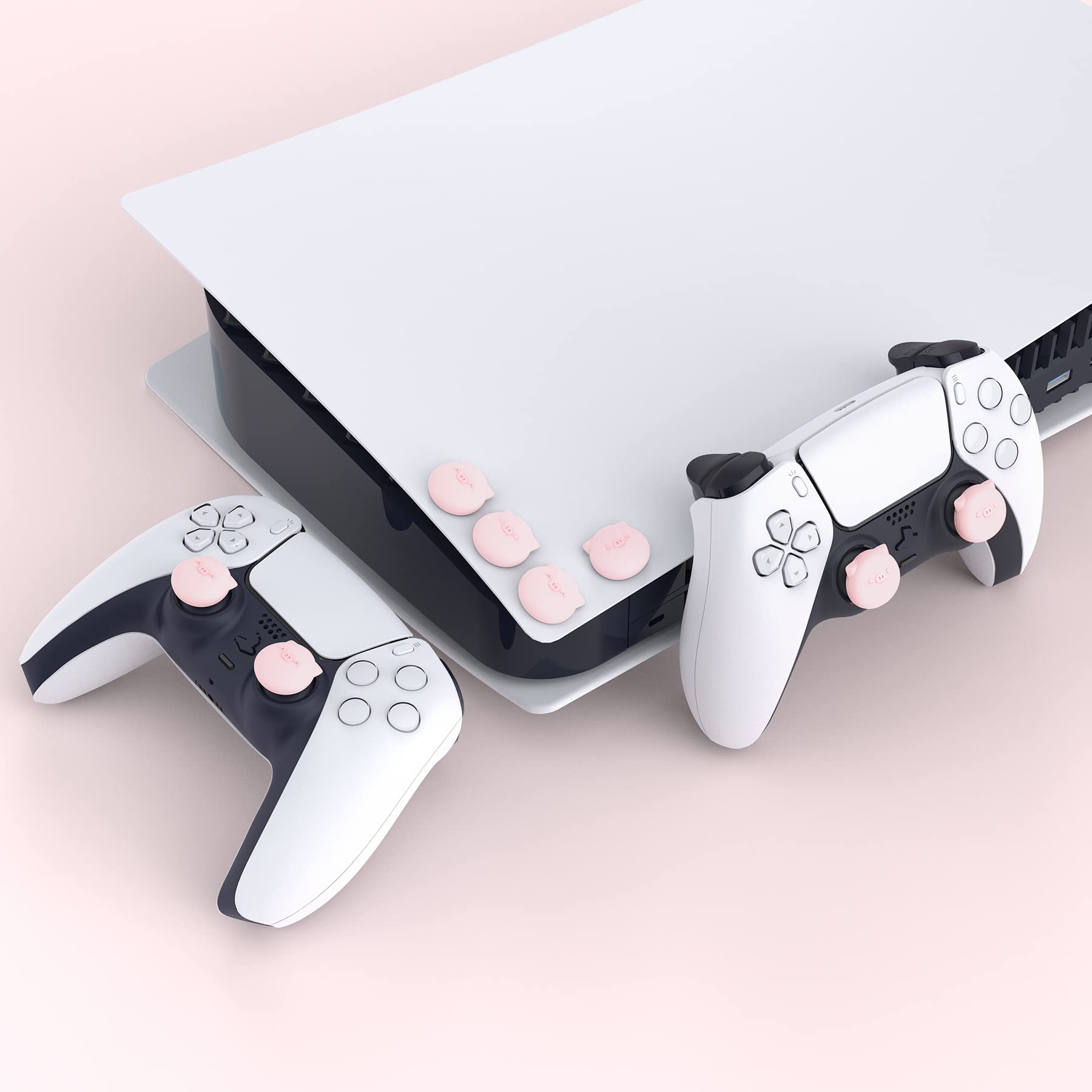 PlayVital Chubby Piggy Cute Thumb Grip Caps for PS5/4 Controller, Silicone Analog Stick Caps Cover for Xbox Series X/S, Thumbstick Caps for Switch Pro Controller — view 6