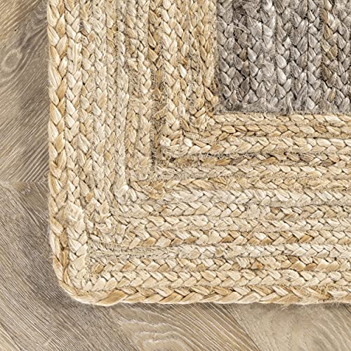 Tapis en jute gris nuLOOM grand format anti-usure - 6