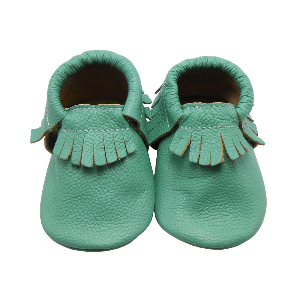 Sayoyo Baby Light Green Tassels Soft Sole Leather Baby Shoes Baby Moccasins (3-6 months, Light green)