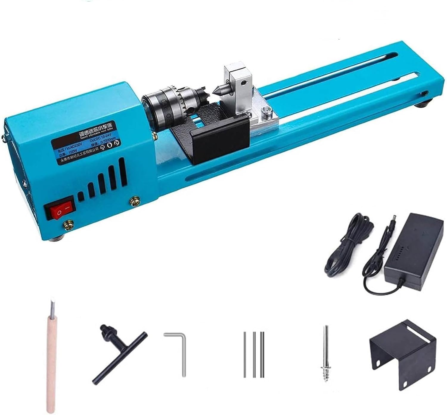Mini Lathe Beads Polisher hine, DC 1 - -24V 150W DIY Portable Woodworking Grinding Polishing Beads Drill Rotary Tool Set Standard 7 Speed for Table Engraving Grinding Wood St Glass