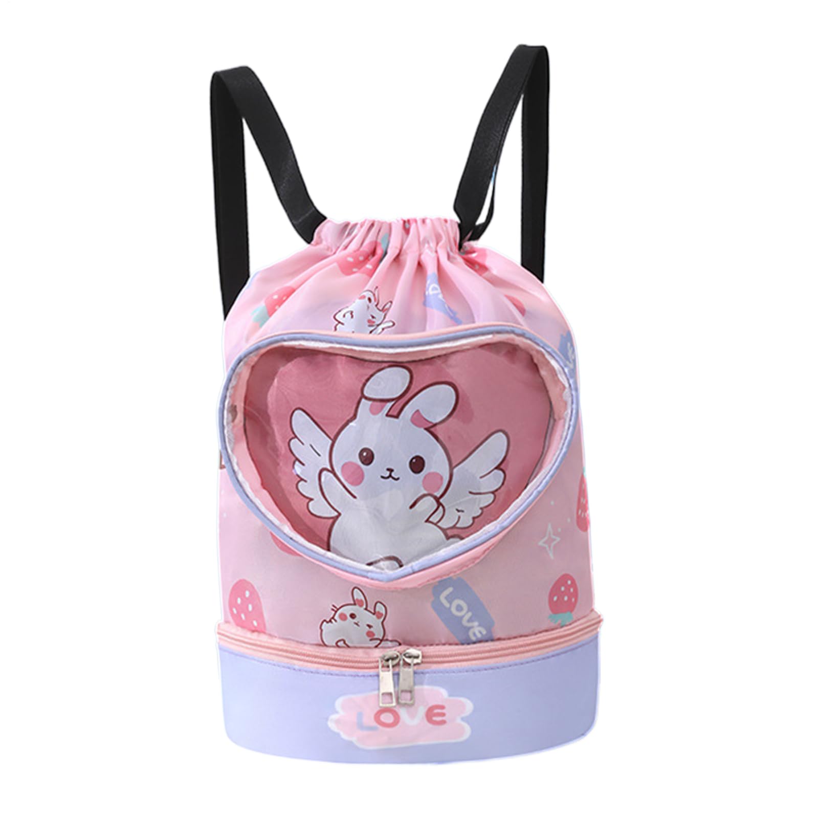 Genérico Kids Pool Bag Waterproof Cartoon Swim Backpack 14.17x11.81 Inches Lightweight Drawstring Dry Wet Separation Quick-Dry Multicolor
