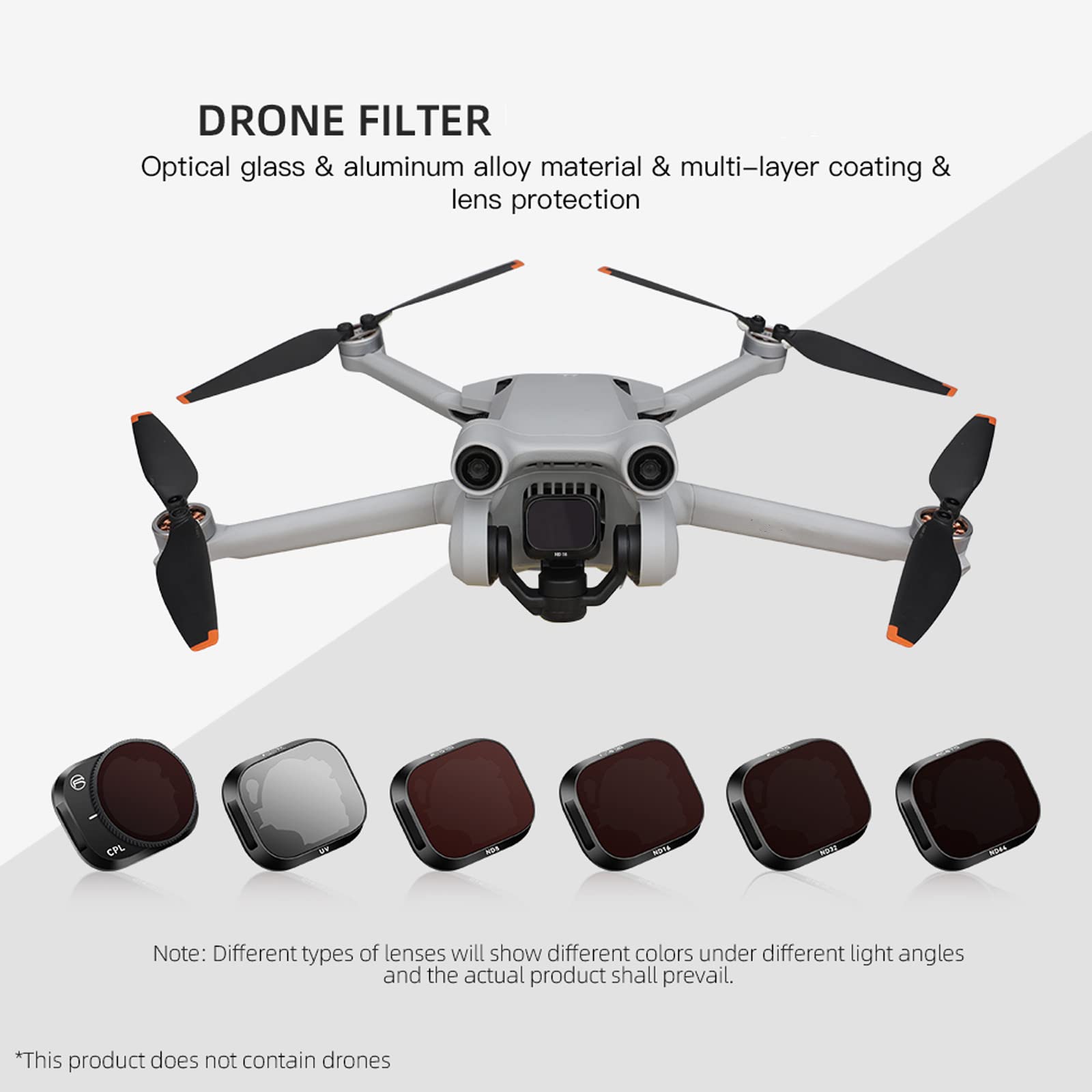 Filtres d'objectif compatibles pour DJI Mini 3 Pro, Drone ND8/16/32/CPL caméra polariseur Drones polarisant caméra Objectif Filtre Cadre Accessoires (ND32)