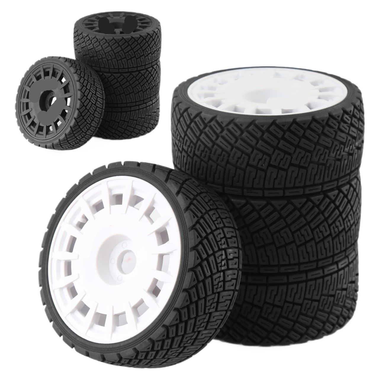 4PZ Gomme Rally RC 100mm 1/7 1/8 Esagono 17mm | ARRMA, Traxxas, Redcat, Team Losi, Kyosho, HPI WR8, HSP(White)