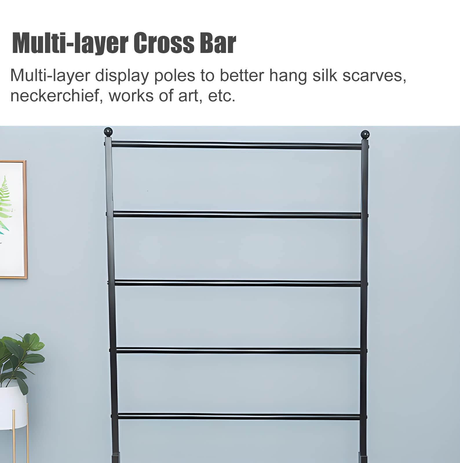 Estante Vertical Comercial Negro para exhibición de Bufandas, Soporte Organizador de Almacenamiento de Metal de múltiples Capas de Gran Capacidad para pañuelo/Chal/Toallas/Jeans