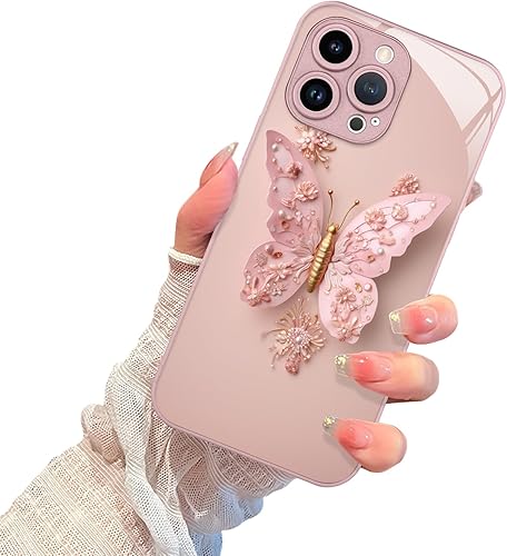 Miniatura 1 de AIGOMARA Funda para iPhone 13 Pro Max de 6.7 pulgadas, bonita mariposa chapada en purpurina con protección de la cámara, a prueba de golpes,
