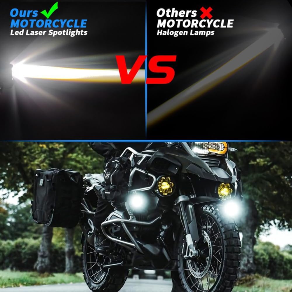 NEWFUN Phare auxiliaires de moto LED homologués, phares longue portée 60 W, lumière blanche/jaune, IP67 étanche, adaptés à de nombreux modèles