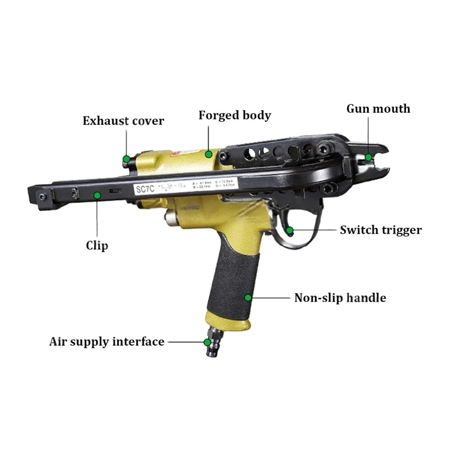 Pistolet pneumatyczny do gwoździ, Pistolet Pneumatyczny Do Pierścieni C-Ring Serii SC7C, Gwoździ, Szczypce Hog Ring, Gwoździarka Naier Typu C,Projekty dekoracyjne
