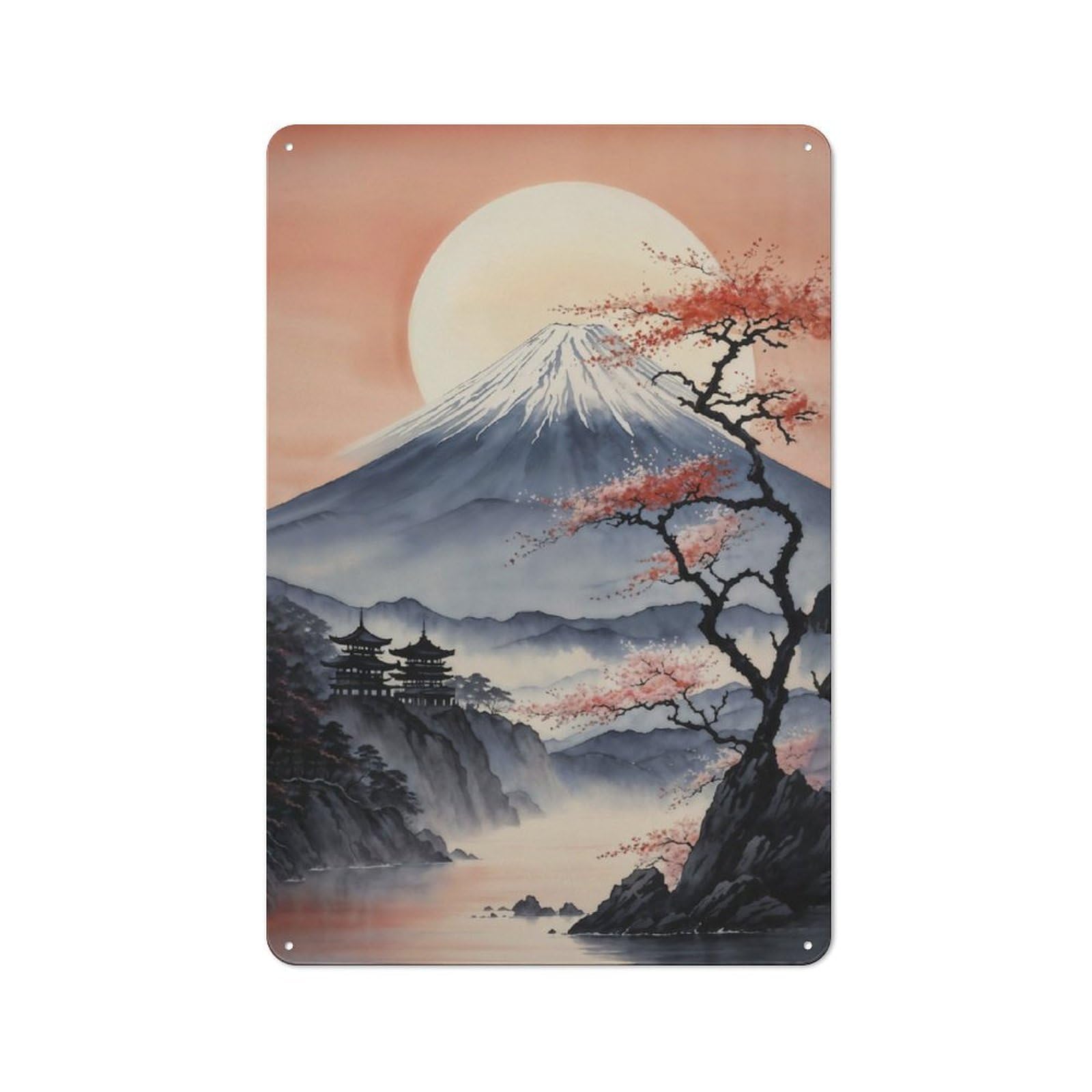 Junmoney Blossoming Beauty By Fuji Printed Metal Sign 30X20cm For Pub Or Café, With Clear Industrial Wall Decor Character