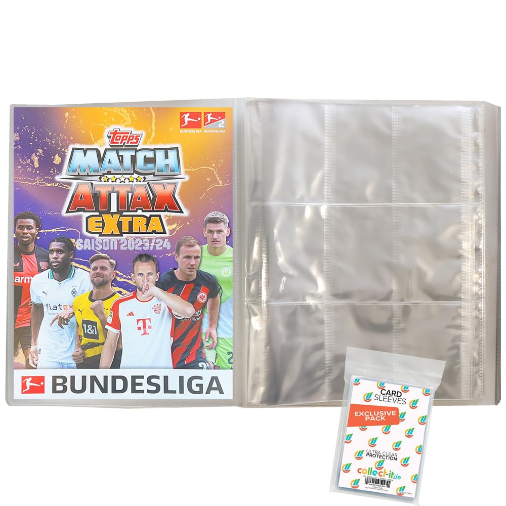 Bundle mit Topps Match Attax EXTRA Bundesliga 2023/24-1 Leere Sammelmappe + Exklusive Collect-it Hüllen