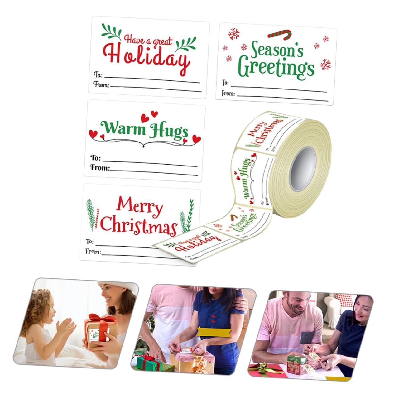 SHINEOFI 3rollen Weihnachtliche Selbstklebende Etiketten Kraftpapier Für Geschenkverpackungen Bastelprojekte Und Festliche Dekorationen Für Persönliche Botschaften Und Kreative