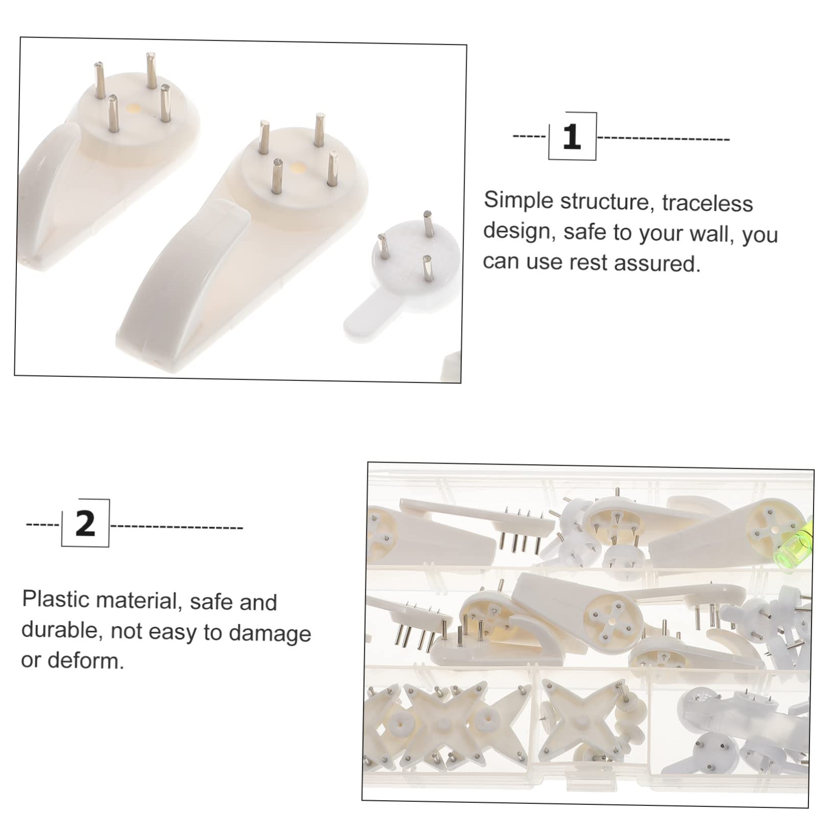 OSALADI 117piezas Ganchos Para Colgar Cuadros Sin Rastro Kit De Colgadores De Pared Para Decorar Adecuado Para Paredes De Ladrillo y Concreto